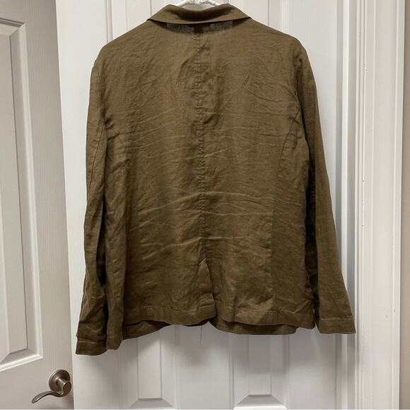 Eileen Fisher Organic Linen Shaped oversized Blazer Pine Needle minimalist L - Picture 3 of 5